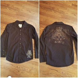 Men's Graphic Pinstripe Button Down Shirt